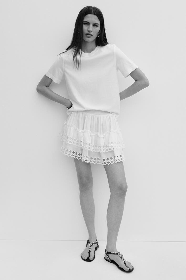 Tiered Eyelet Embroidery Skirt, Alternate, color, Cream