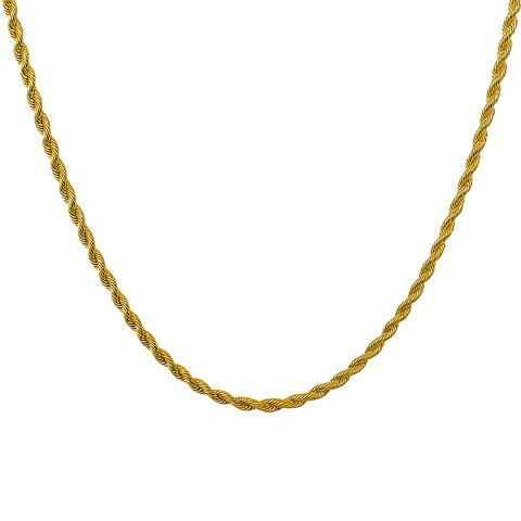 14K Yellow Gold Rope Chain Necklace 2.5mm