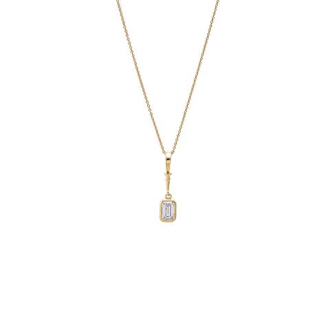 Lab Grown Diamond Emerald Charm Necklace 14K