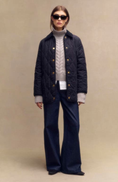 Barbour Cornelia Quilt In Dark Navy/sky Dress Tartan