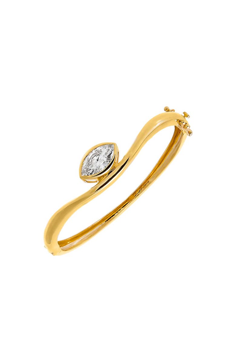 BY ADINA EDEN Lab Grown Diamond Marquise Bezel Bangle Bracelet 14K, Main, color, 14K Gold