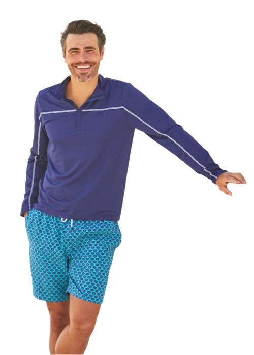 Cabana Life Boys Sport Zip Top in Navy  product
