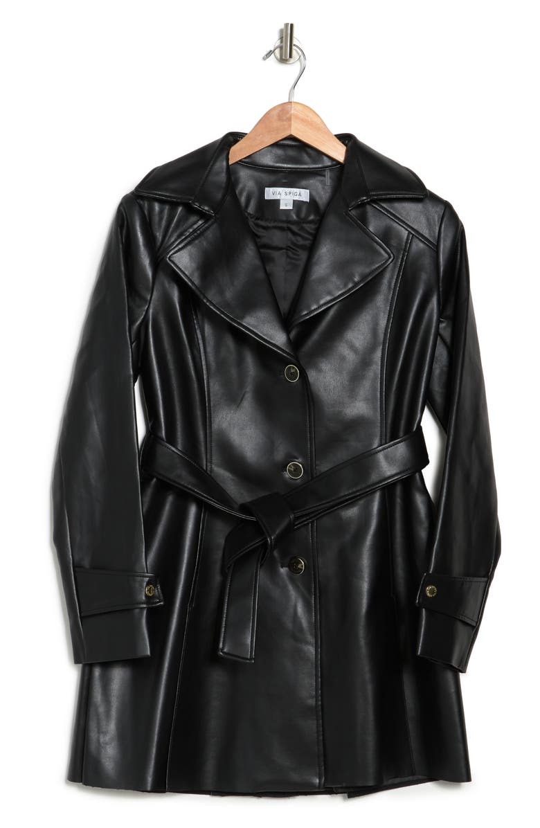 Via Spiga Vegan Leather Trench Coat, Alternate, color,