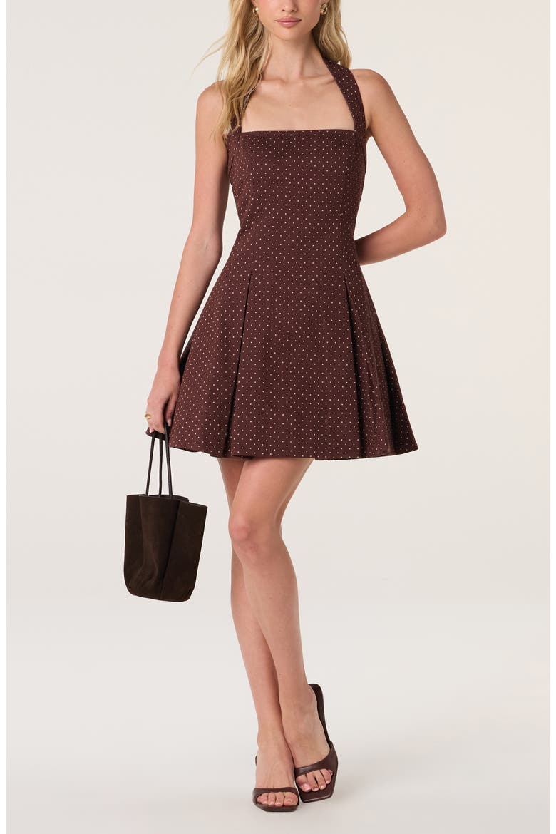 Fit & Flare Minidress, Main, color, BROWN POLKADOT