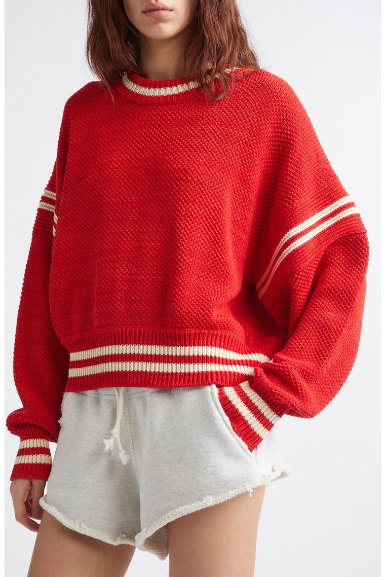 Journey Boxy Crewneck Sweater, Alternate, color, TOMATO RED