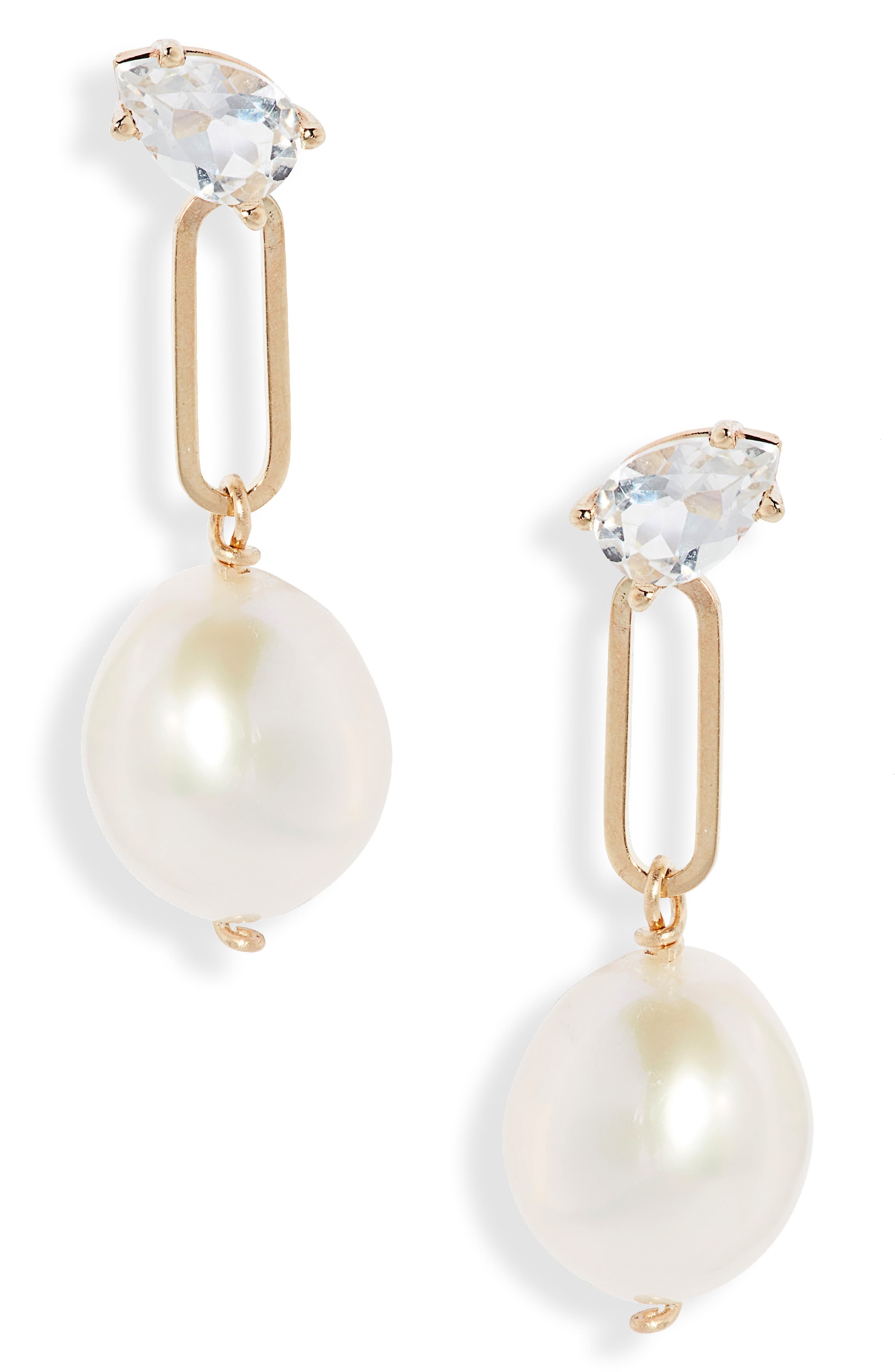 Poppy Finch White Topaz & Genuine Pearl Drop Earrings (Women) | Nordstrom