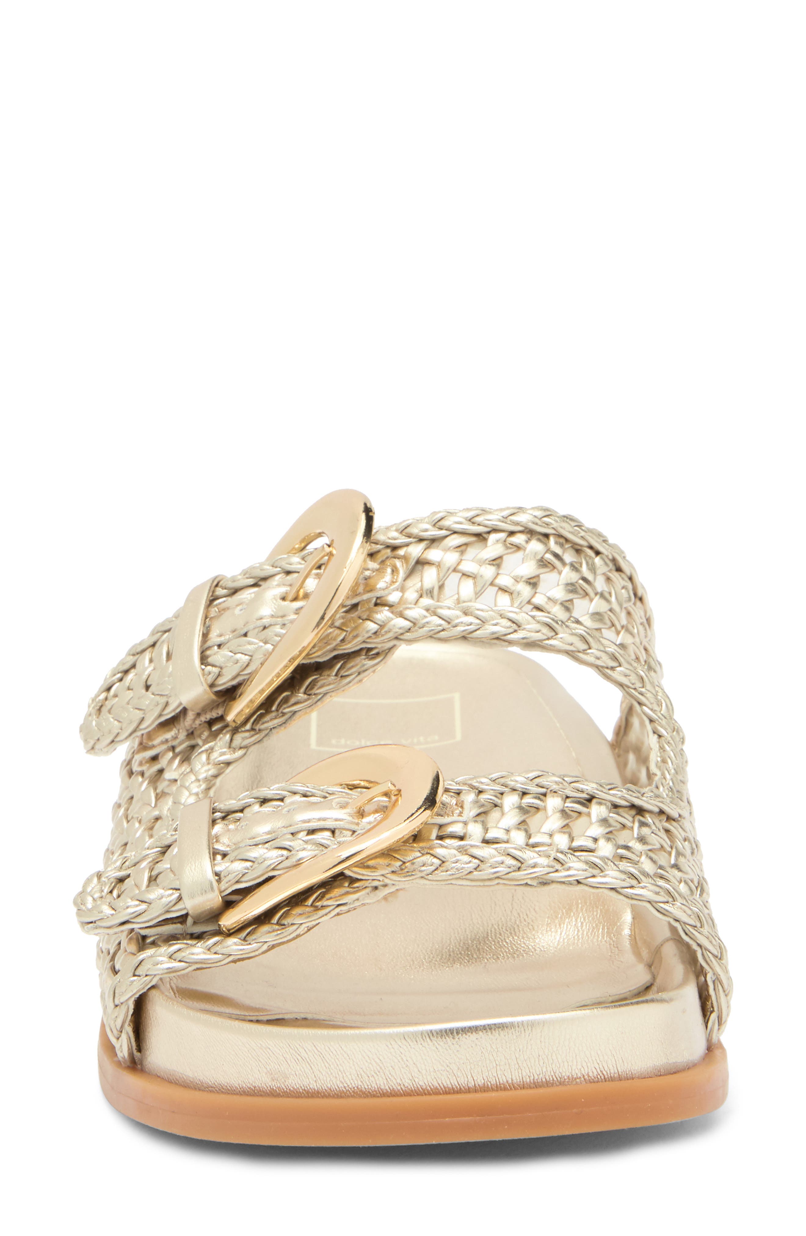 Dolce Vita Sensa Woven Double Strap Slide Sandal, Alternate, color, Platinum Stella