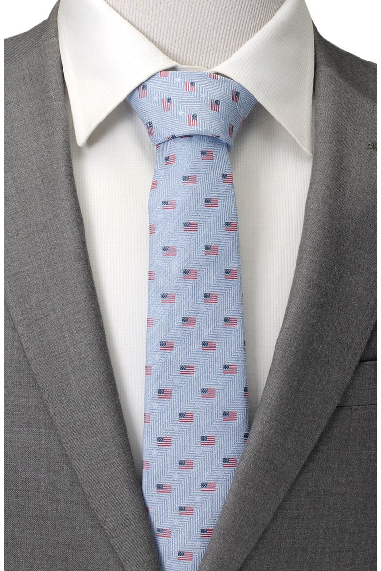 American Flag Cotton Tie, Alternate, color, BLUE