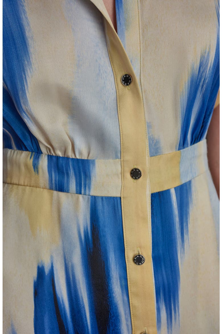 Abstract Satin Shirtdress, Alternate, color, SUNLIT SHORELINE