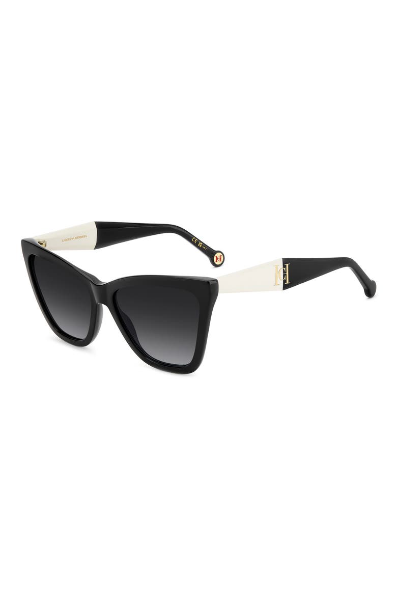 59mm Gradient Cat Eye Sunglasses, Alternate, color, BLACK WHITE/ DARK GREY