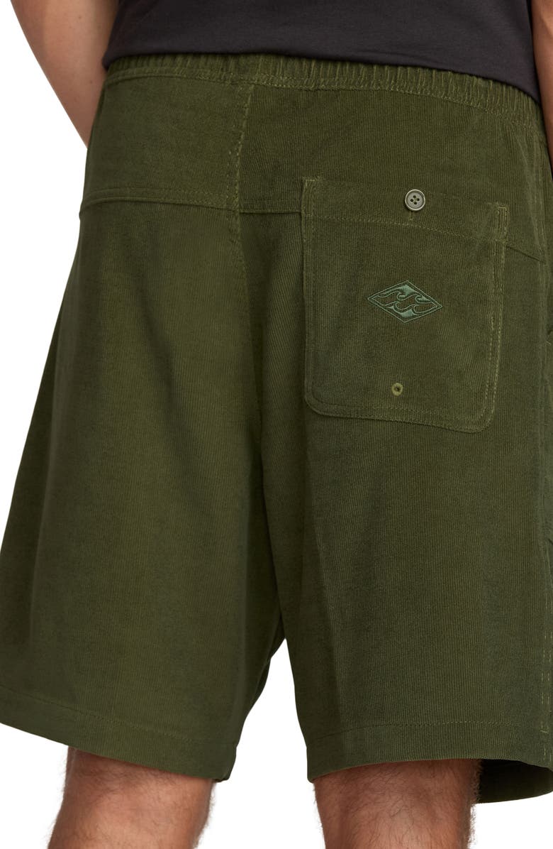 Billabong De la Cruz Submersible Water Repellent Corduroy Shorts, Alternate, color, Olive