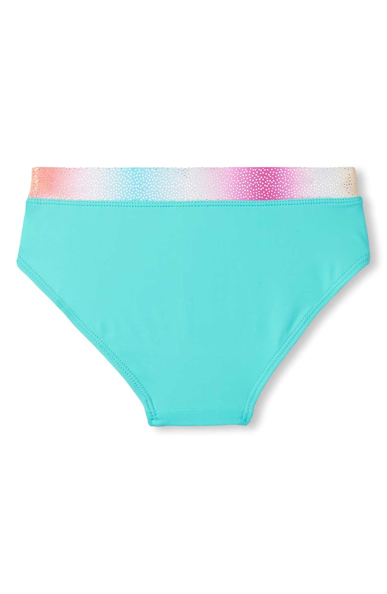 Hatley Kids' Turquoise Shimmer Long Sleeve Rashguard Two-Piece Swimsuit, Alternate, color, Turquoise