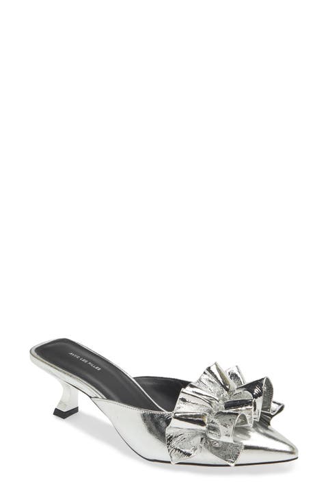Bella Ruffle Kitten Heel Mule (Women)