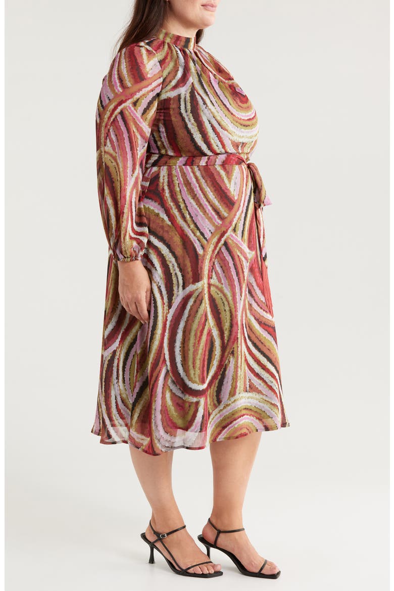 Chiffon Midi Dress, Alternate, color, OLIVE MULTI