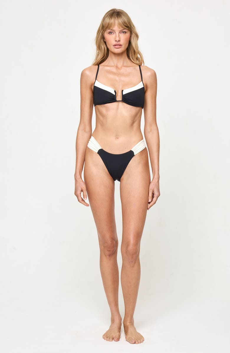 LSPACE Dolce Full Bikini Bottoms, Alternate, color, Black/ Cream