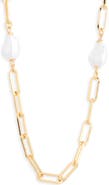 NORDSTROM RACK Imitation Pearl Paperclip Chain Necklace