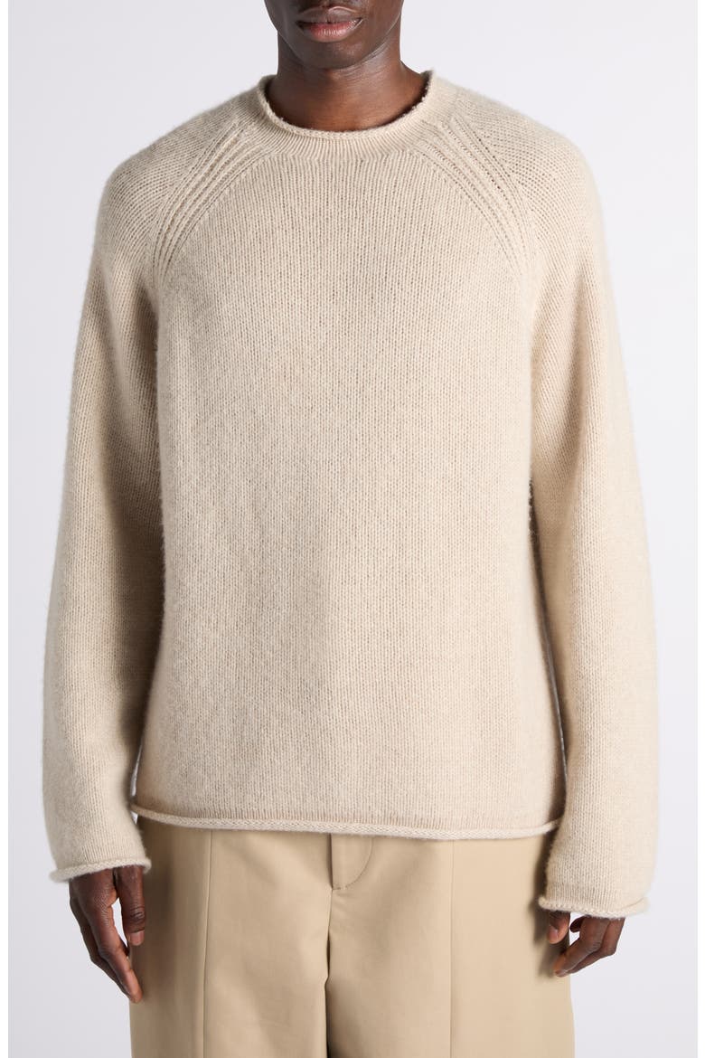 Roll Edge Cashmere Sweater, Main, color, 2159 LINEN MELANGE