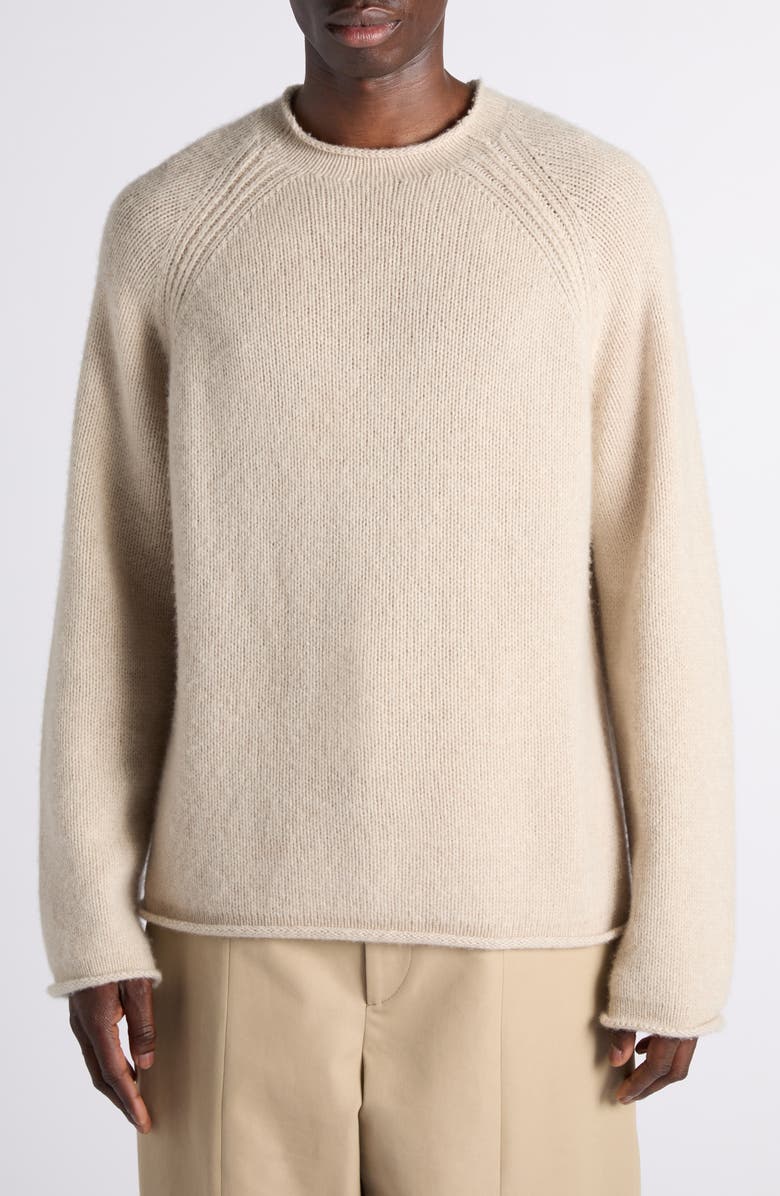 Bottega Veneta Roll Edge Cashmere Sweater, Main, color, 2159 Linen Melange