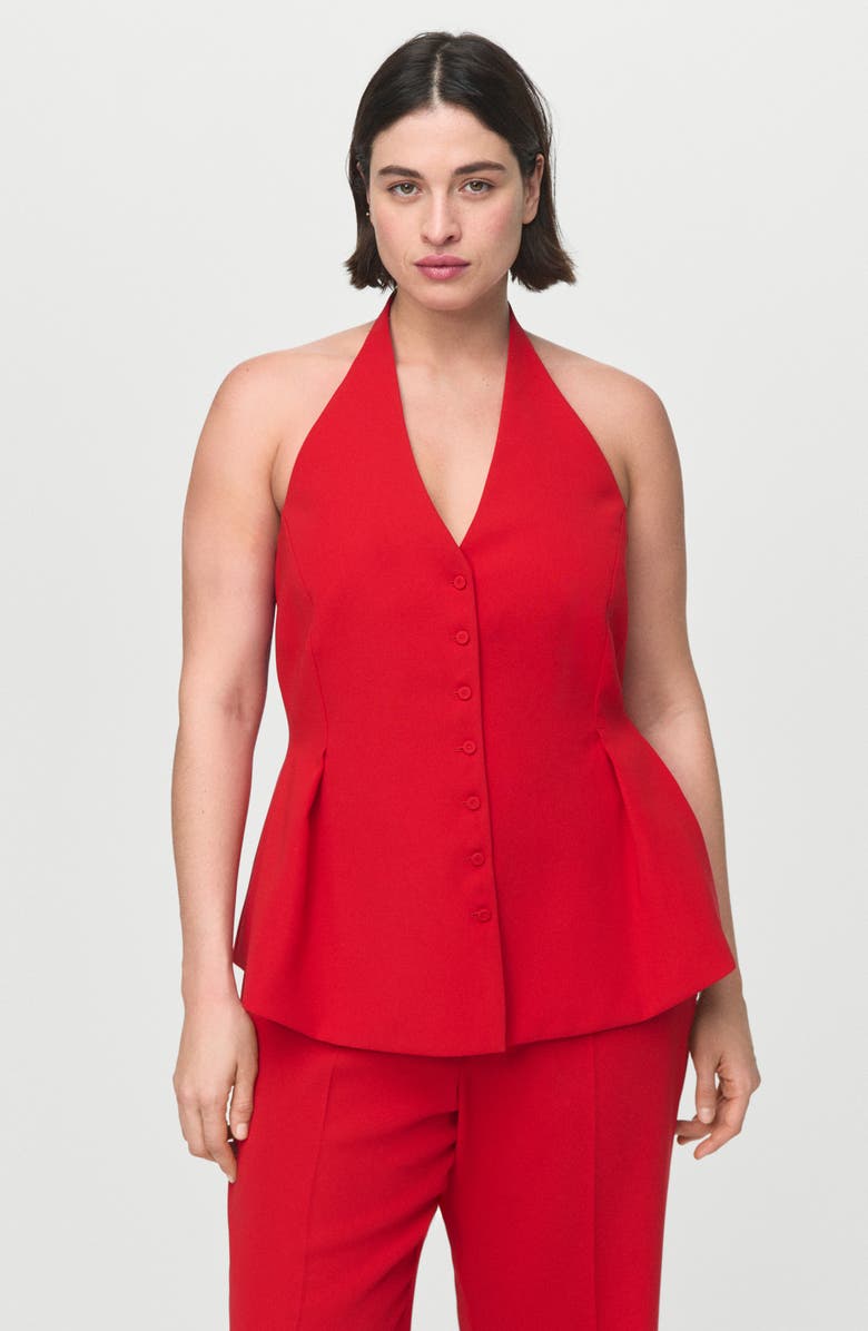 MANGO High Waist Pants, Alternate, color, Red