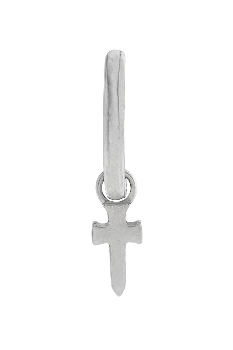Men's Cross Huggie Hoop Earring, Alternate, color, WARM SILVER