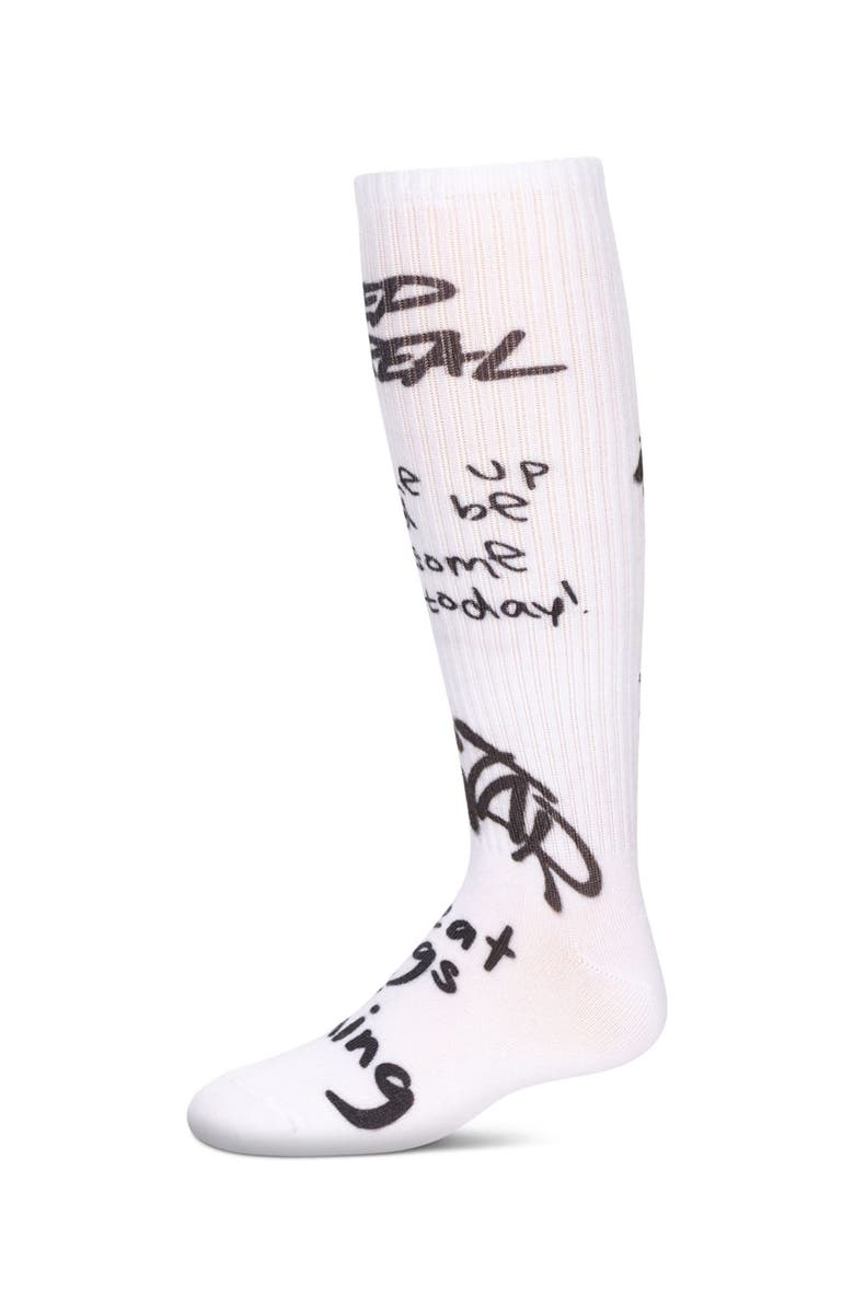 MeMoi Graffiti Knee High Socks, Main, color, White