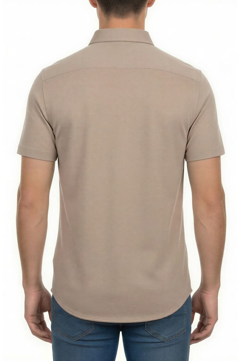 Short Sleeve Knit Button-Down Shirt, Alternate, color, TAN
