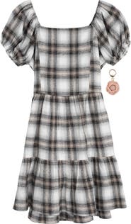 Speechless Kids' Plaid Dress & Flower Key Chain Set