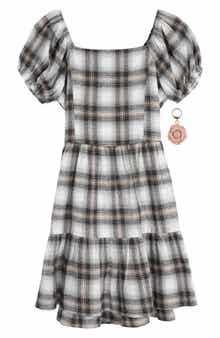 Kids' Plaid Dress & Flower Key Chain Set