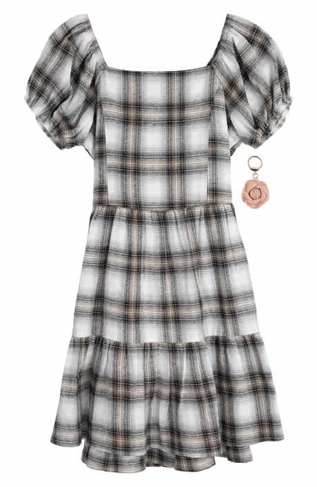 Speechless Kids' Plaid Dress & Flower Key Chain Set
