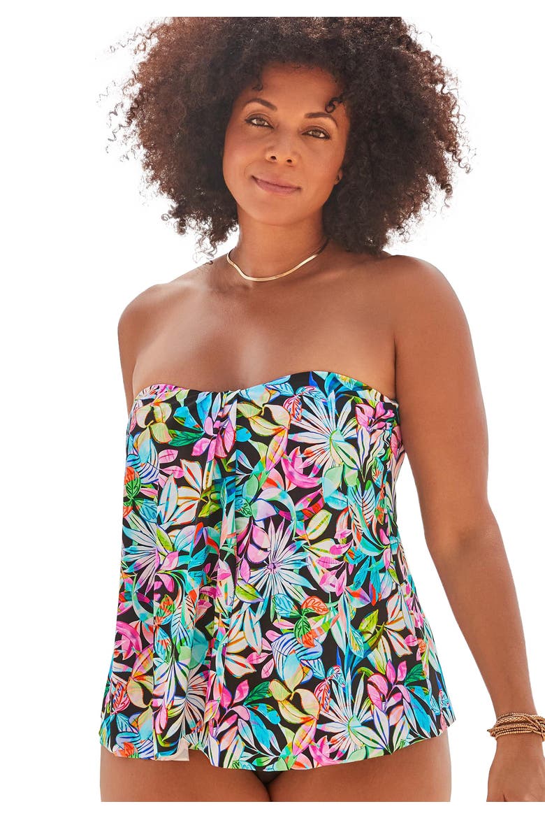 Flyaway Bandeau Tankini Top, Main, color, Multi Tropical