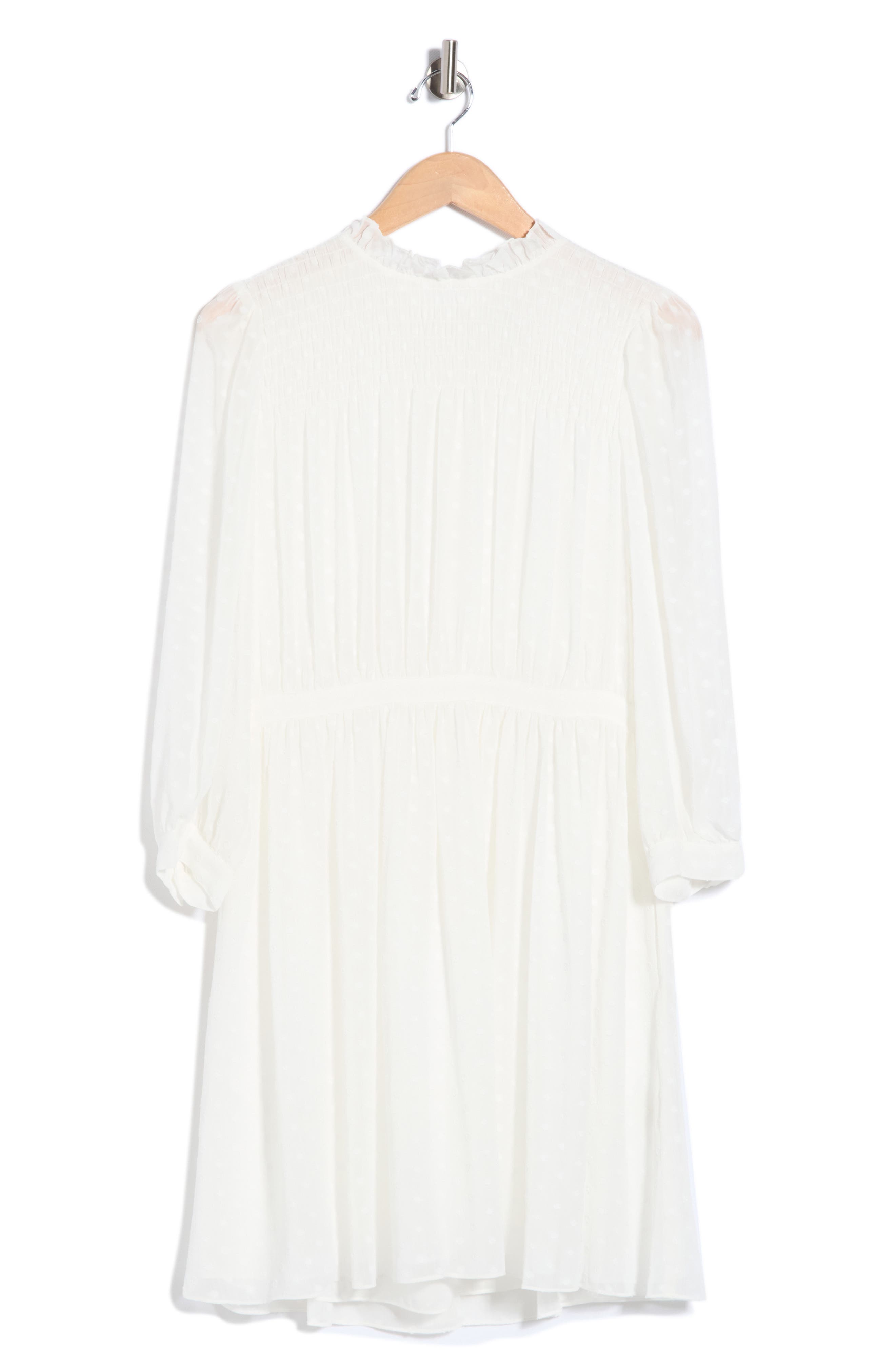 Long Sleeve Clip Dot Chiffon Dress