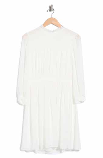 Long Sleeve Clip Dot Chiffon Dress