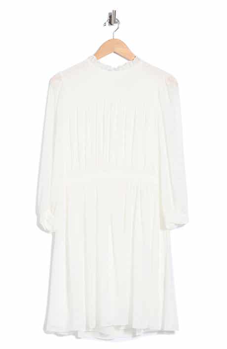Long Sleeve Clip Dot Chiffon Dress