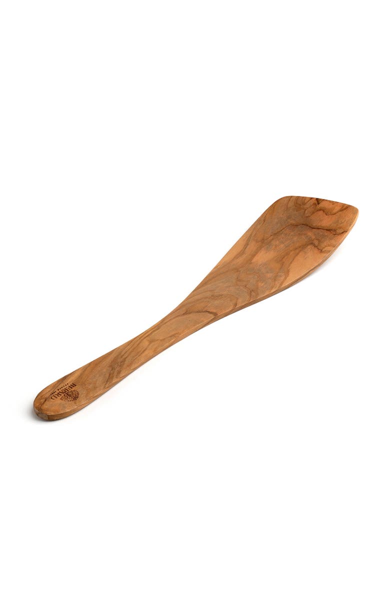 Berard Handcrafted Olive Wood 13 Inch Curved Spatula, Main, color, Brown