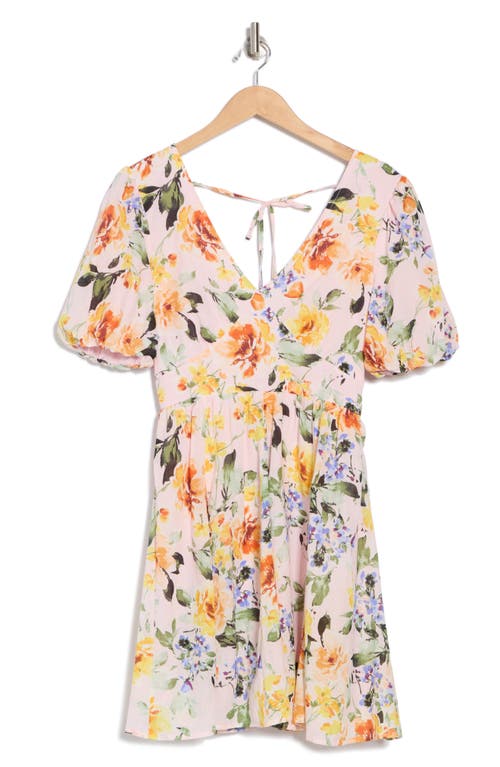 Lovestitch Floral Short Sleeve Cotton Fit & Flare Dress In Multi