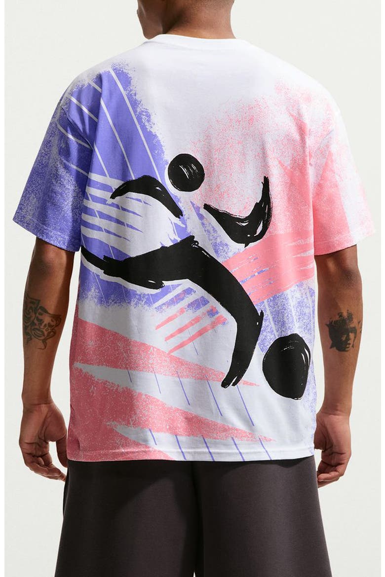 Oversize Worldwide Soccer Print T-Shirt, Alternate, color, WHITE MULTI