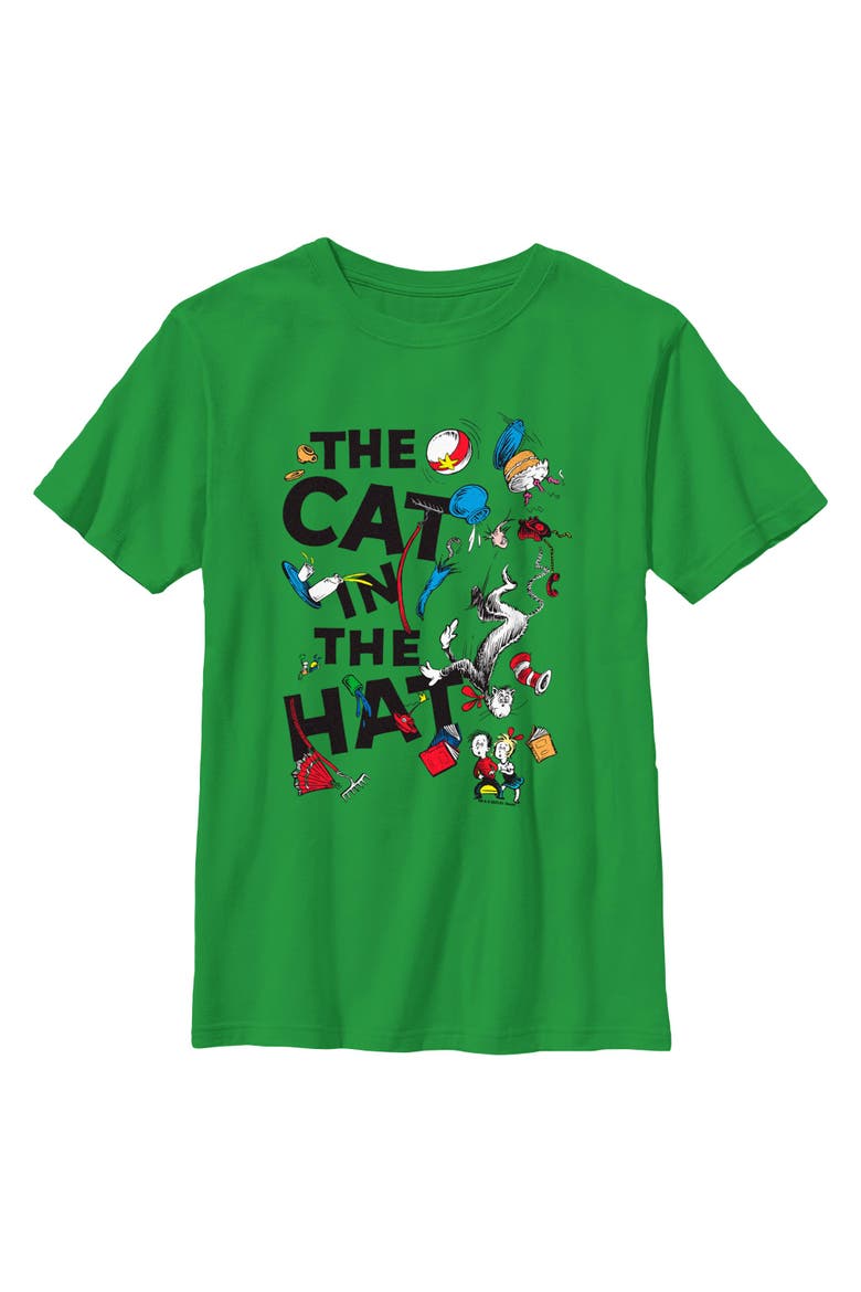 Boys' Dr. Seuss The Cat in the Hat Balancing Act Fail Graphic T-Shirt, Main, color, Kelly Green