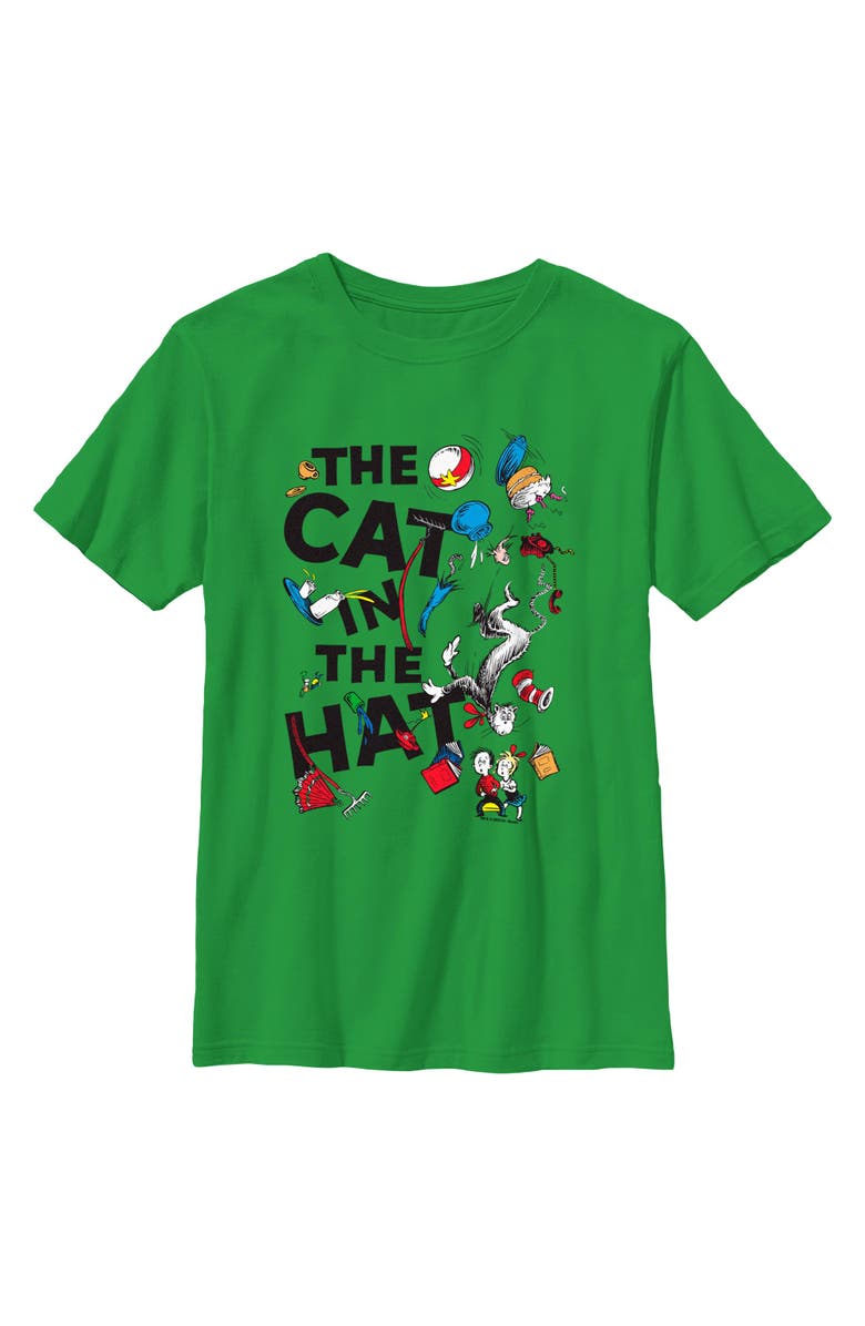Dr. Seuss Boy's Dr. Seuss The Cat in the Hat Balancing Act Fail Graphic T-Shirt, Main, color, Kelly Green