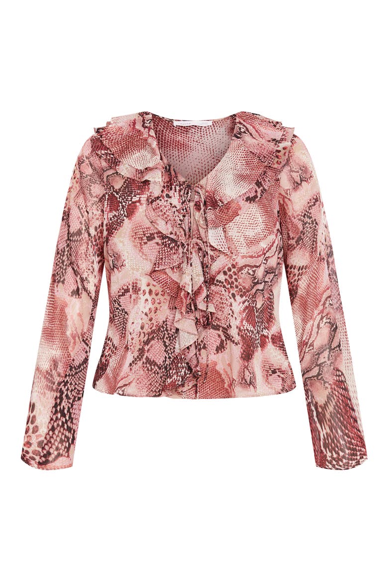 Vivid Mesh Ruffle Top, Alternate, color, VIPER