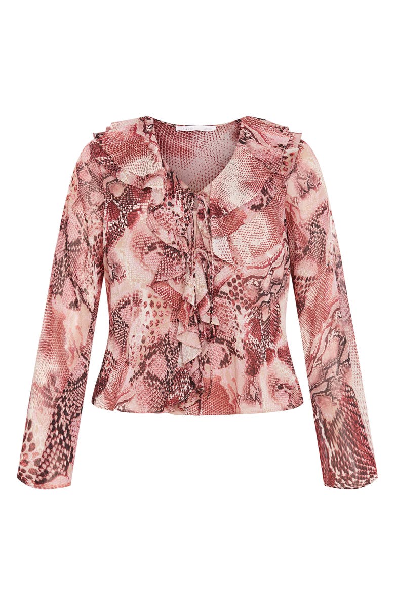 City Chic Vivid Mesh Ruffle Top, Alternate, color, Viper