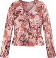 City Chic Vivid Mesh Ruffle Top