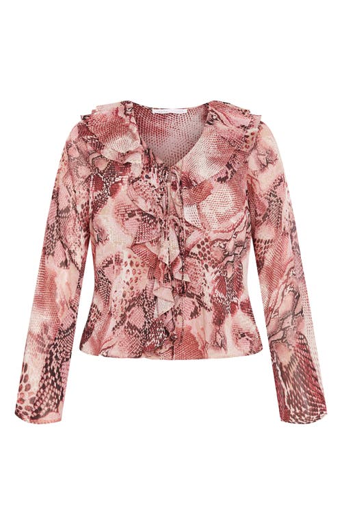 City Chic Vivid Mesh Ruffle Top In Green