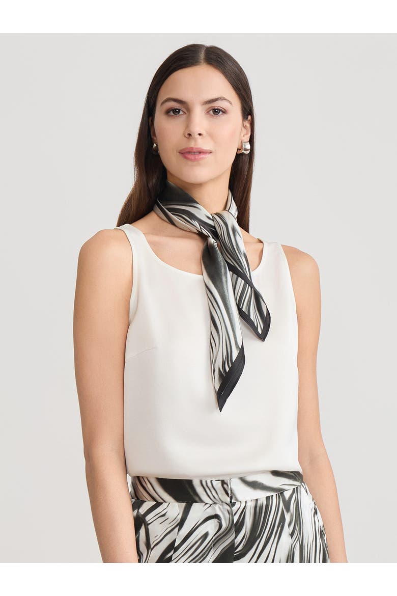 Marble Print Silk Scarf, Alternate, color, Black/White