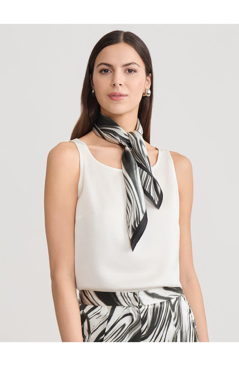 Misook Marble Print Silk Scarf, Alternate, color, Black/White