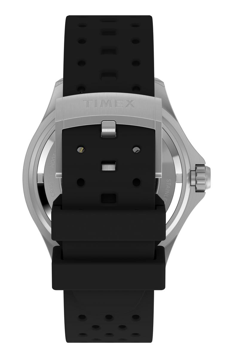 Timex<sup>®</sup> Deepwater Meridian Automatic Rubber Strap Watch, 44mm, Alternate, color, Black