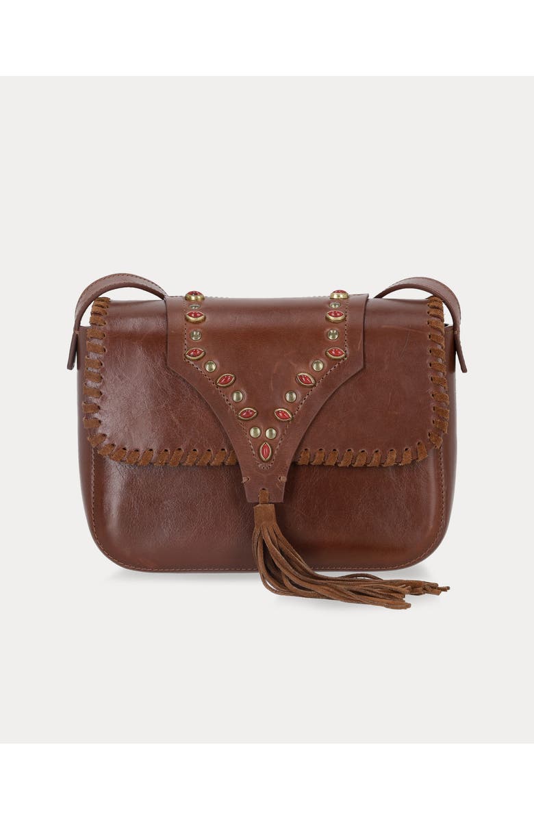 Fortela Kate Leather Handbag With Corals, Main, color, Brown