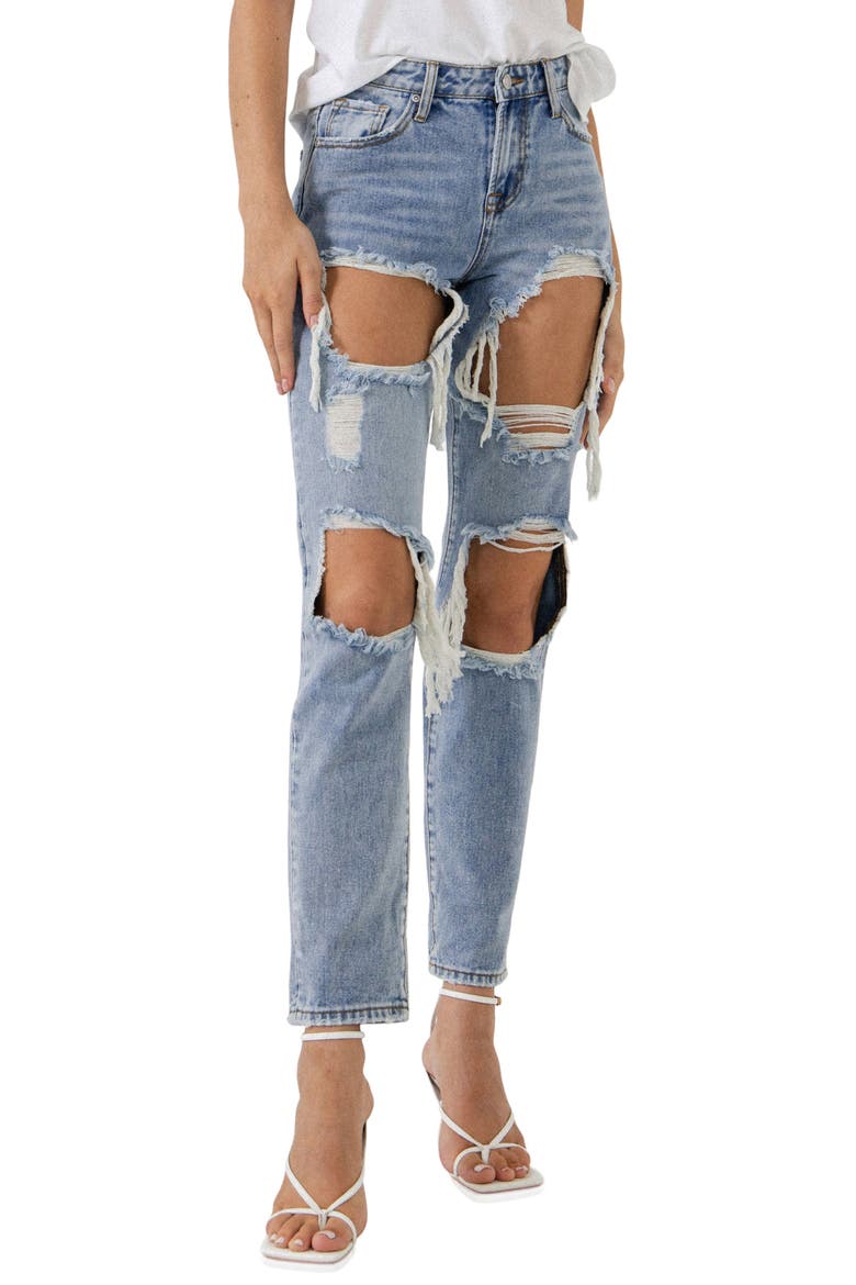 Distressed Jeans, Main, color, LIGHT DENIM
