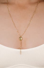 Ettika Polished Pebble Cubic Zirconia Station Y-Necklace