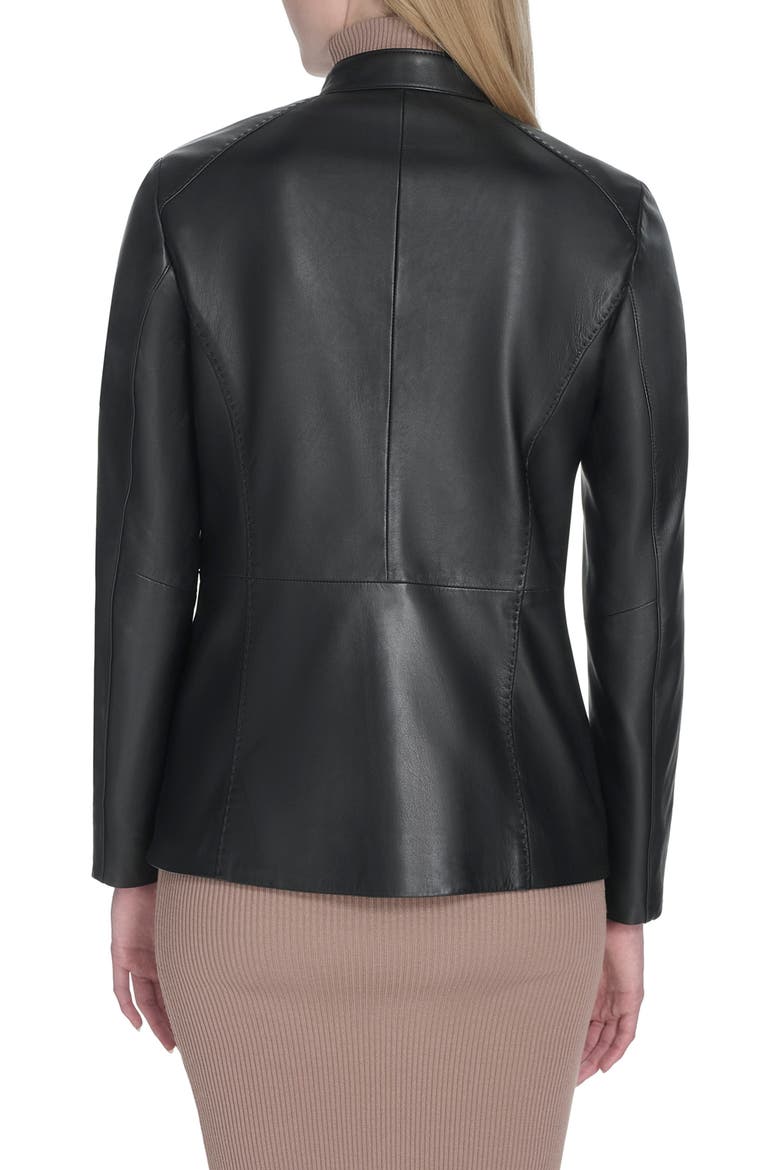 Leather Biker Jacket, Alternate, color, BLACK