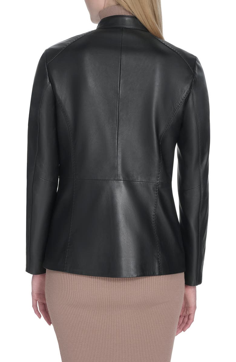 Cole Haan Leather Biker Jacket, Alternate, color, Black